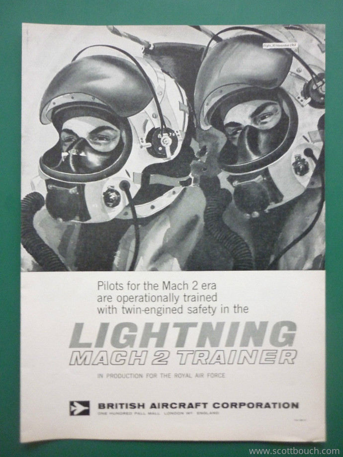 British E-Type Partial Pressure High Altitude Flying Helmets in a Lightning T4