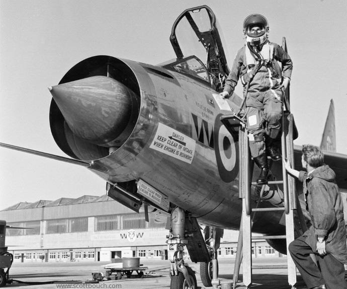 British E-Type Partial Pressure High Altitude Flying Helmet in a Lightning F1