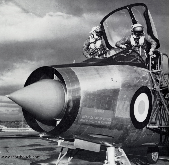 British E-Type Partial Pressure High Altitude Flying Helmets in a Lightning T4