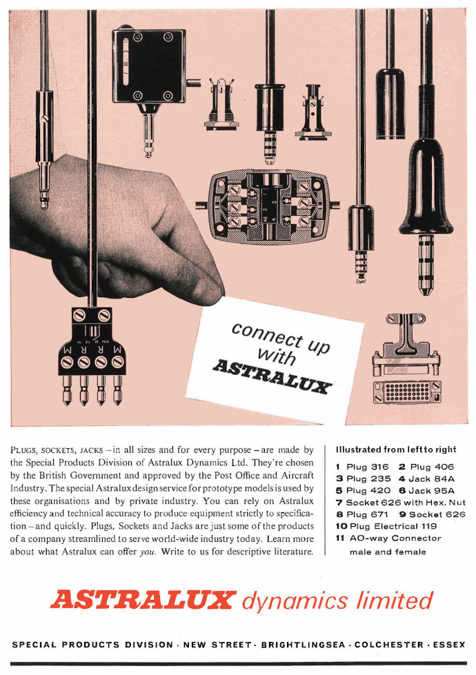 British Aircrew Connectors - Astralux Advert 1965