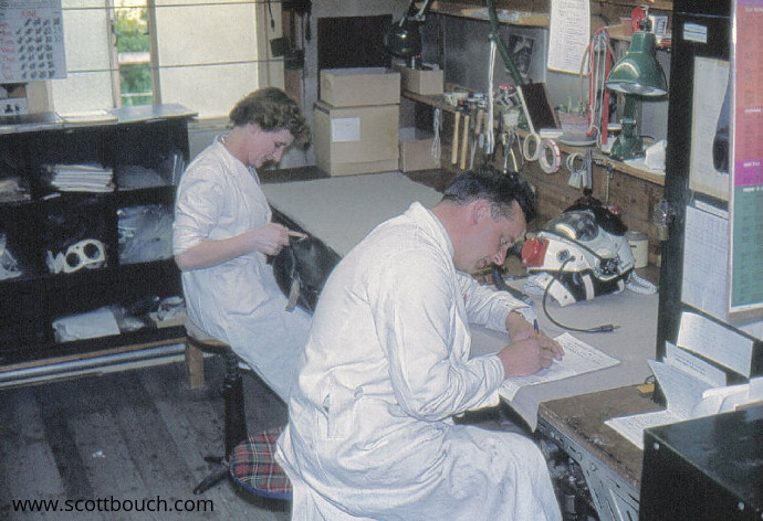 British E-Type Partial Pressure High Altitude Flying Helmet in the Taylor Factory