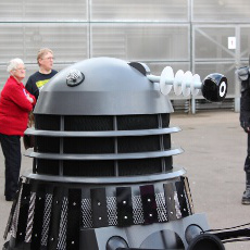 BritSciFi 2015 Daleks and Cybermen outside the National Space Centre