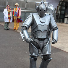 BritSciFi 2015 Daleks and Cybermen outside the National Space Centre