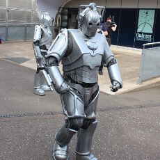 BritSciFi 2015 Daleks and Cybermen outside the National Space Centre