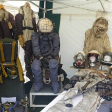 Newark Cockpit Fest 2010 Very early prototype pressure suits. C-Type leather helmets used inside head bubbles