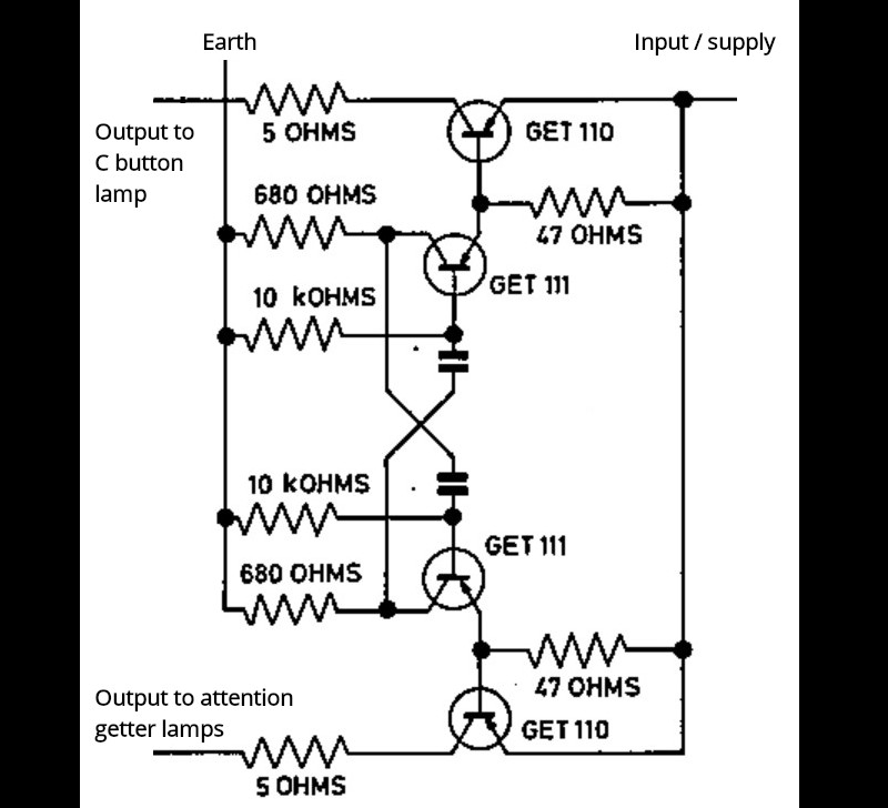 Flasher & Excitation Unit - flasher multivibrator circuit Flasher & Excitation Unit - flasher multivibrator circuit